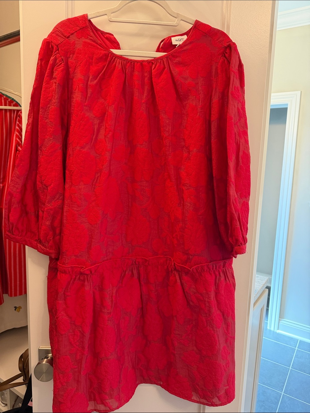 Bright Red Textured Midi Dress